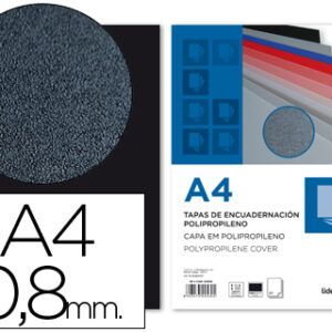 Capa de Encadernacao Polipropileno Din A4 0.8mm Preta (50 Unidades)