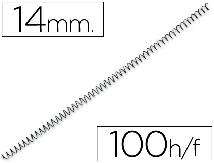 Espiral Q-Connect Metalico 64 5:1 14 mm 1mm (100 Unidades)