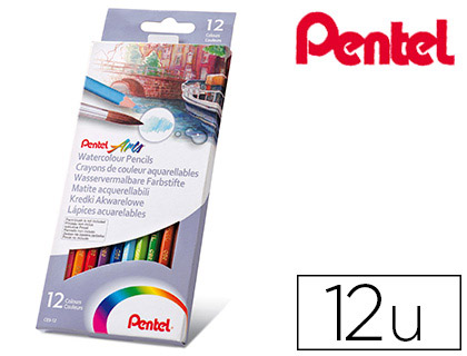 Lápis de Cores Pentel Aguarelaveis Caixa de 12 Unidades