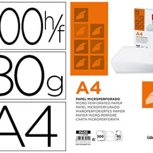 Papel Din A4 80G/M2 (500 Folhas) Branco Microperfurado em Duas Partes Iguais