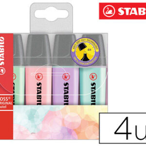 Marcador Stabilo Boss Pastel Fluorescente 70 Estojo de 4 Unidades Sortidas