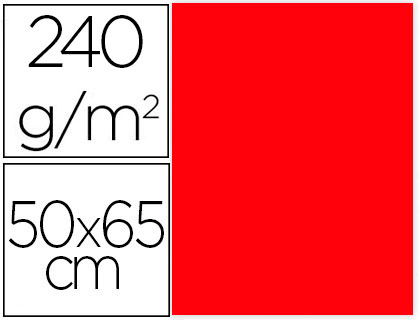 Cartolina 50X65 cm 240G/M2 Vermelho Embalagem de 25 Folhas