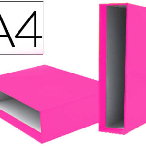 Caixa p/ Pasta de Arquivo de Alavanca em Cartão Din A4 Documenta Lombada 75mm Rosa