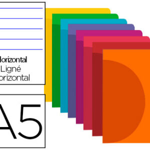 Caderno Escolar Agrafado 360 Capa Plastico A5 48F 90g/m2 Pautado c/ Margens Cores Sortidas