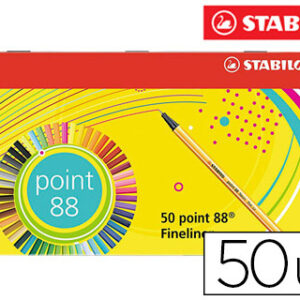 Marcador Stabilo Ponta de Fibra Point 88 Estojo 50 Unidades Sortidas