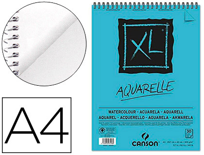 Bloco de Desenho Aguarela Canson Xl Aquarelle Grano Fino A4 Espiral 30F 300g
