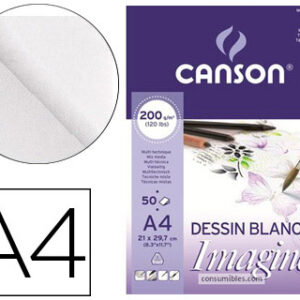 Bloco de Desenho Multitecnicas Canson Imagine A4 Colado Liso 50F 200 Gr