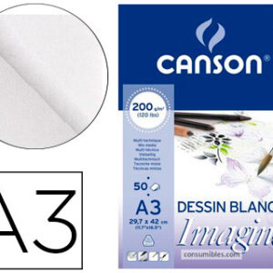 Bloco de Desenho Multitecnicas Canson Imagine A3 Colado Liso 50F 200 Gr