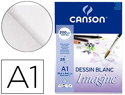 Bloco de Desenho Multitecnicas Canson Imagine A1 Colado Liso 59,4X84,1 cm 25F 200 Gr
