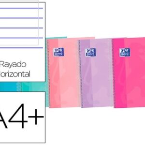 Caderno Espiral Oxford Ebook 5 Capa Extradura A4+ 120F Pautado Cores Sortidas Touch