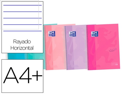 Caderno Espiral Oxford Ebook 5 Capa Extradura A4+ 120F Pautado Cores Sortidas Touch