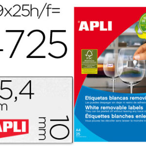 Etiquetas Adesivas Apli 10198 Formato 25,4X10 mm Removivel p/Impress?o (25 Folhas)