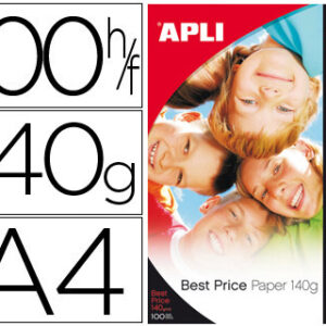 Papel Fotografico Apli Glossy Din A4 Embalagem de 100 Folhas 140 Gr