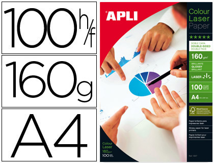 Papel Fotografico Apli Glossy Dupla Face Din A4 Embalagem de 100 Folhas 160 Gr