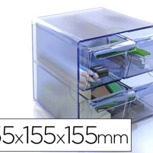 Cubo de Arquivo Archivo 2000 4 Gavetas Organizador Modular Plastico Azul Transp. 155X155X155mm