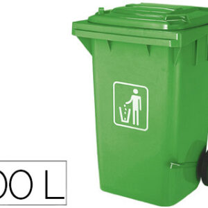 Contentor Q-Connect de Plastico 100L c/ Capa Verde 115X50X56 cm