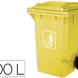 Contentor Q-Connect de Plastico 100L c/ Capa Amarela 115X50X56 cm