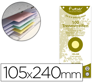 Separador Exacompta Cartolina Reciclado (100 Separadores) 105X240 c/ Furos Cores Sortidas