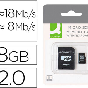 Cart?o Mem?ria MicroSD 8GB (CLASS 4) c/ Adaptador SD - Q-CONNECT