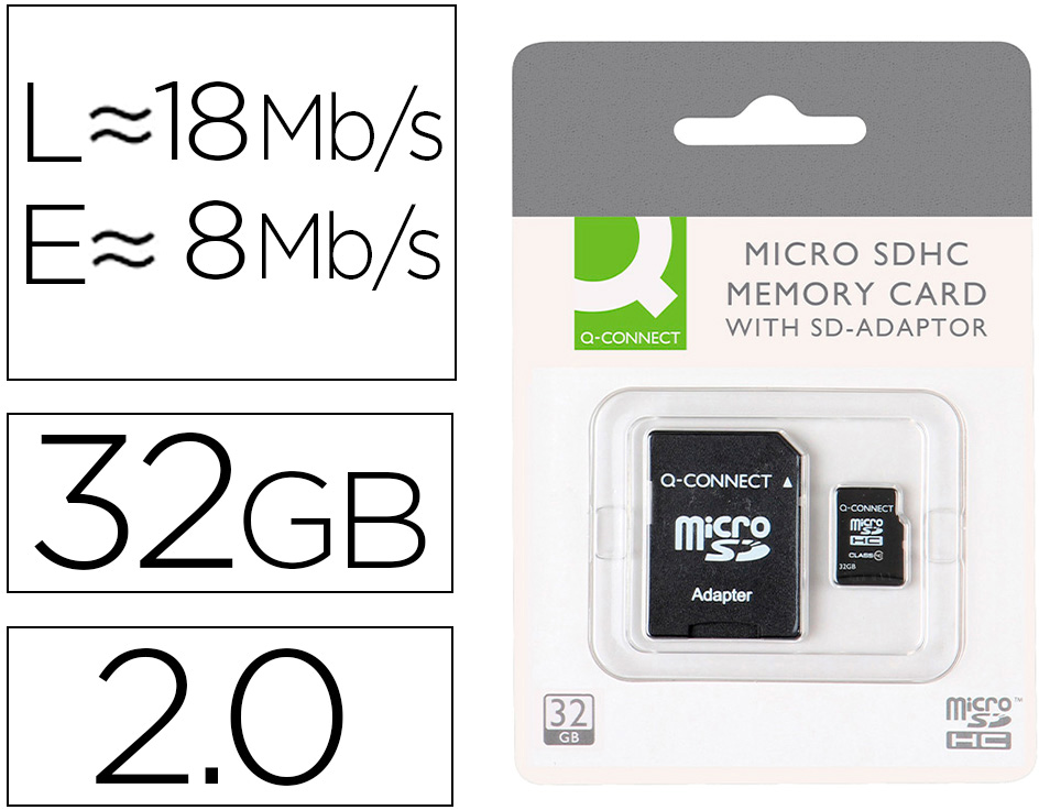 Cartão Memória MicroSD 32GB (CLASS 6) c/ Adaptador SD - Q-CONNECT