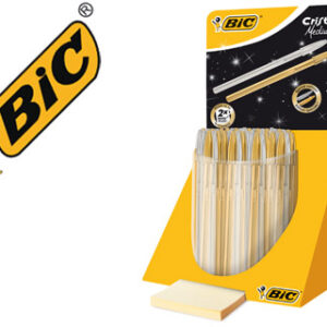 Caneta Bic Cristal Dourada e Prateada Expositor de 40Unidades Sortidas