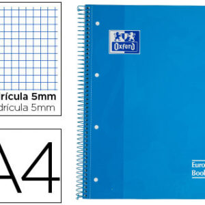 Caderno Espiral Oxford European Book Capa Extradura A4 80F Quadriculado Turquesa