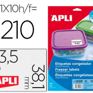 Etiquetas Adesivas Apli 12328 63,5X38,1mm p/Congelados Caixa c/10 Folhas A4 Cor Branca