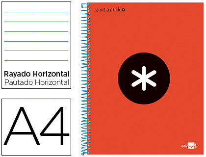 Caderno Espiral A4 Micro Antartik Capa Forrada 120F 100G Pautado Vermelho