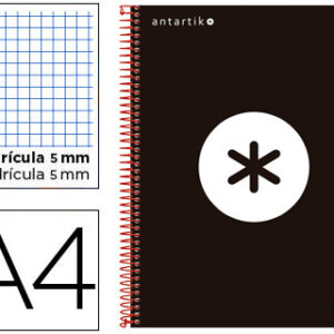 Caderno Espiral A4 Micro Antartik Capa Forrada 120F 100G Quadricula 5 mm Preto