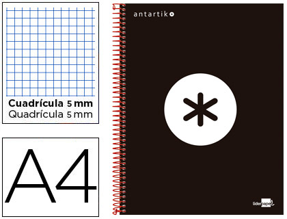 Caderno Espiral A4 Micro Antartik Capa Forrada 120F 100G Quadricula 5 mm Preto
