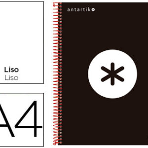 Caderno Espiral A4 Micro Antartik Capa Forrada 120F 100g Liso c/ Bandas 4 Furos Preto