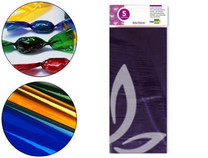 Papel Celofane 50X70 cm 22G/M2 Bolsa de 5 Folhas Violeta