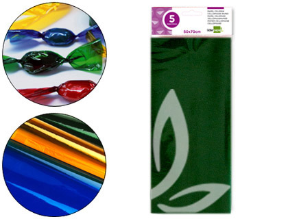 Papel Celofane 50X70 cm 22G/M2 Bolsa de 5 Folhas Verde