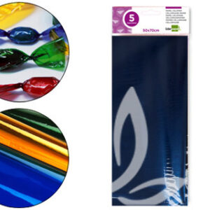 Papel Celofane 50X70 cm 22G/M2 Bolsa de 5 Folhas Azul