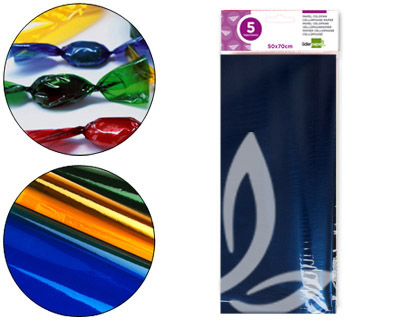 Papel Celofane 50X70 cm 22G/M2 Bolsa de 5 Folhas Azul