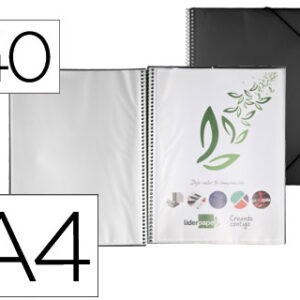 Capa Catalogo c/ Espiral 40 Bolsas Polipropileno Din A4 Preto