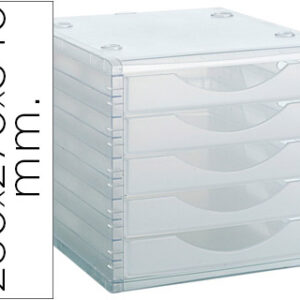 Bloco Classificador Archivo 2000 de Secretaria 260X270X340 mm Empilhavels 5 Gavetas Transparente Tra