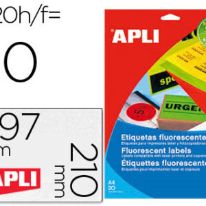 Etiqueta Apli Adesiva 02881 210X297 mm p/ Fotocopiadora Laser Caixa c/20 Folhas Din A4 Verde