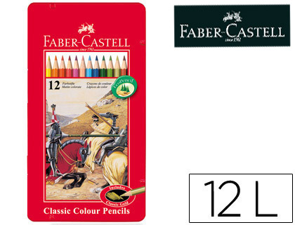 Lápis de Cores Faber-Castell Caixa Metalica de 12 Cores Sortidas