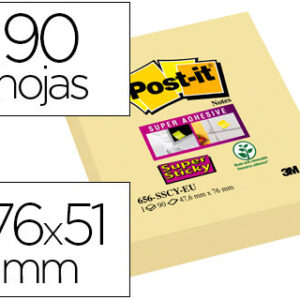 Bloco Notas Adesivas Post-It Super Sticky 47,6X72mm c/ 90 Folhas 565 Amarelo Canario