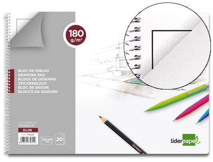 Bloco Desenho Lineal Espiral 230X325mm 20F 180 g/m2 c/ Esquadria
