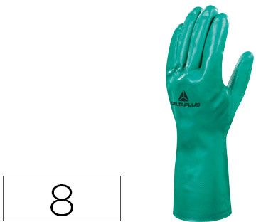 Luvas Deltraplus Em Borracha Nitrilica Forradas Em Algodao Cor Verde Formato 08 - DELTAPLUS