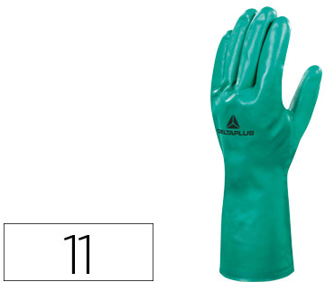 Luvas Deltraplus Em Borracha Nitrilica Forradas Em Algodao Cor Verde Formato 11 - DELTAPLUS