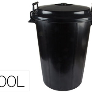 Balde de Lixo Preto c/ Tampa 100 Litros