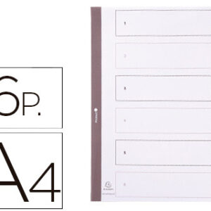 Separador Exacompta Cartolina Branco (6 Separadores) Pestanas Coloridas A4 Multiperfurado