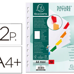 Separador Exacompta Cartolina Branco (12 Separadores) Pestanas Coloridas A4+ Multiperfurado