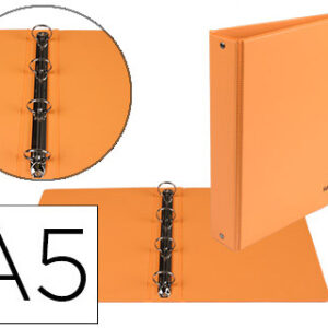 Pasta de 4 Aneis 25mm Redondos A5 Cart?o Forrado PVC Laranja