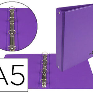 Pasta de 4 Aneis 25mm Redondos A5 Cartão Forrado PVC Violeta