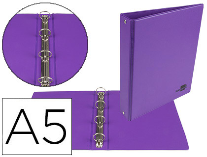Pasta de 4 Aneis 25mm Redondos A5 Cartão Forrado PVC Violeta