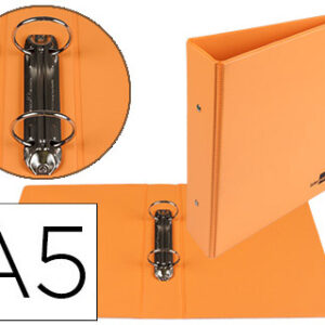 Pasta de 2 Aneis 40mm Redondos Din A5 Cartão Forrado PVC Laranja